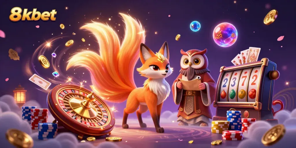 Engage in thrilling gameplay action with 8xbet's vibrant 3D casino world, showcasing characters and dynamic game elements.