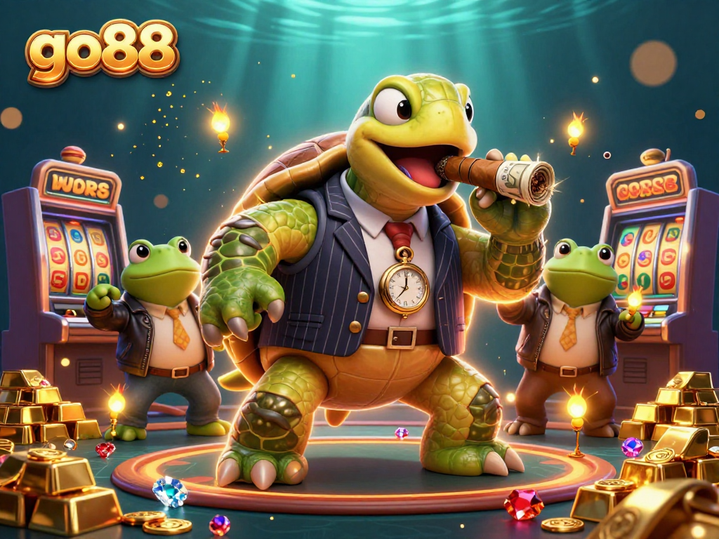 Engage with go88's thrilling slots and jackpots featuring unique characters in an animated casino.