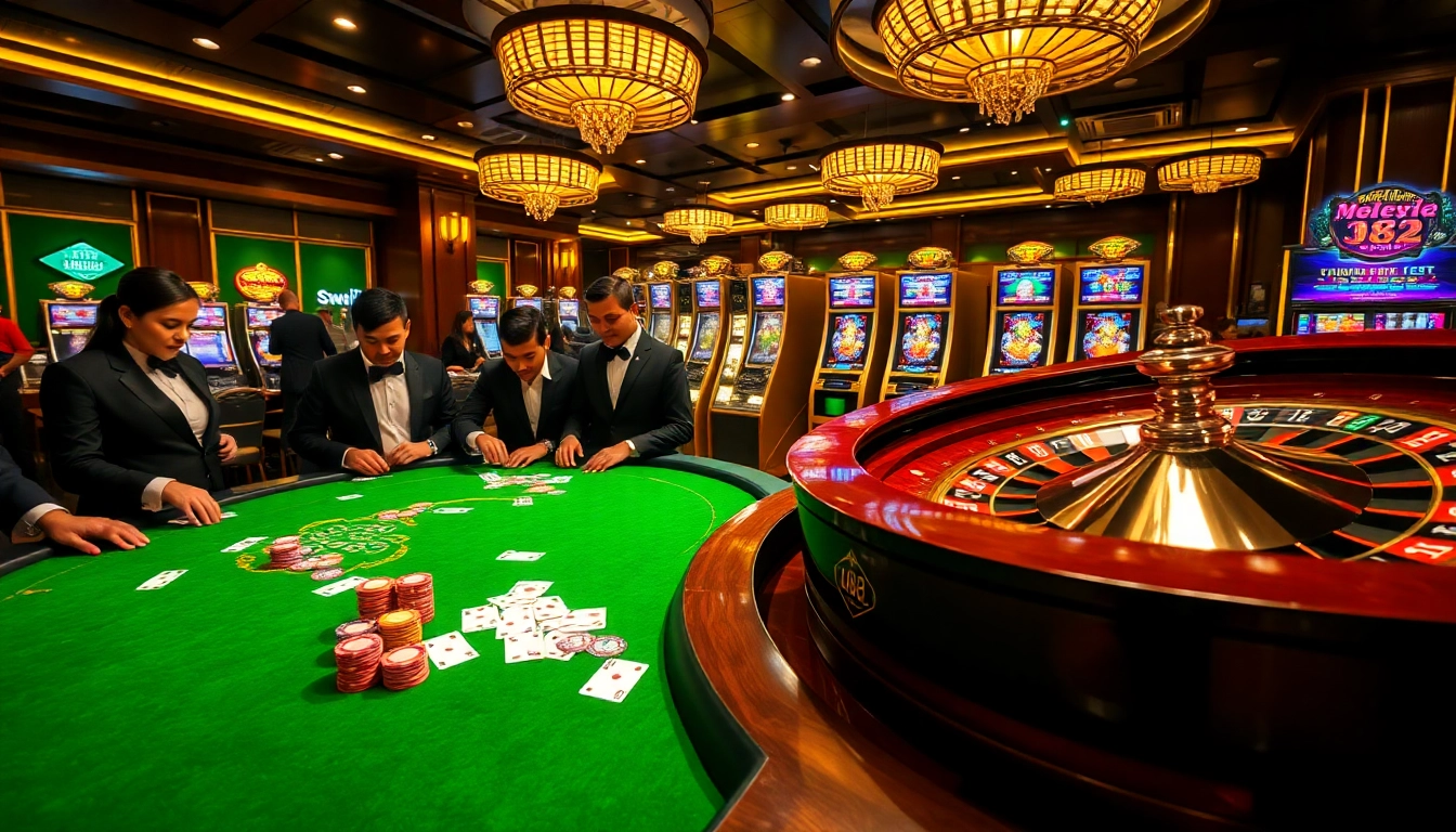 Excited players engaging in high-stakes poker at U88 casino, showcasing luxury and thrill.