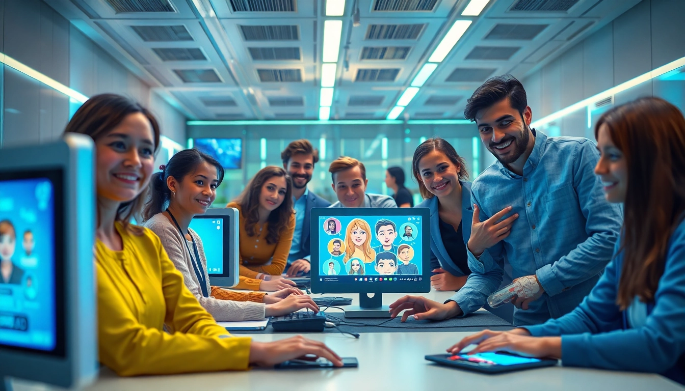 Diverse users engaging with innovative AI chat technology, illustrating the concept of 'crush on ai'.