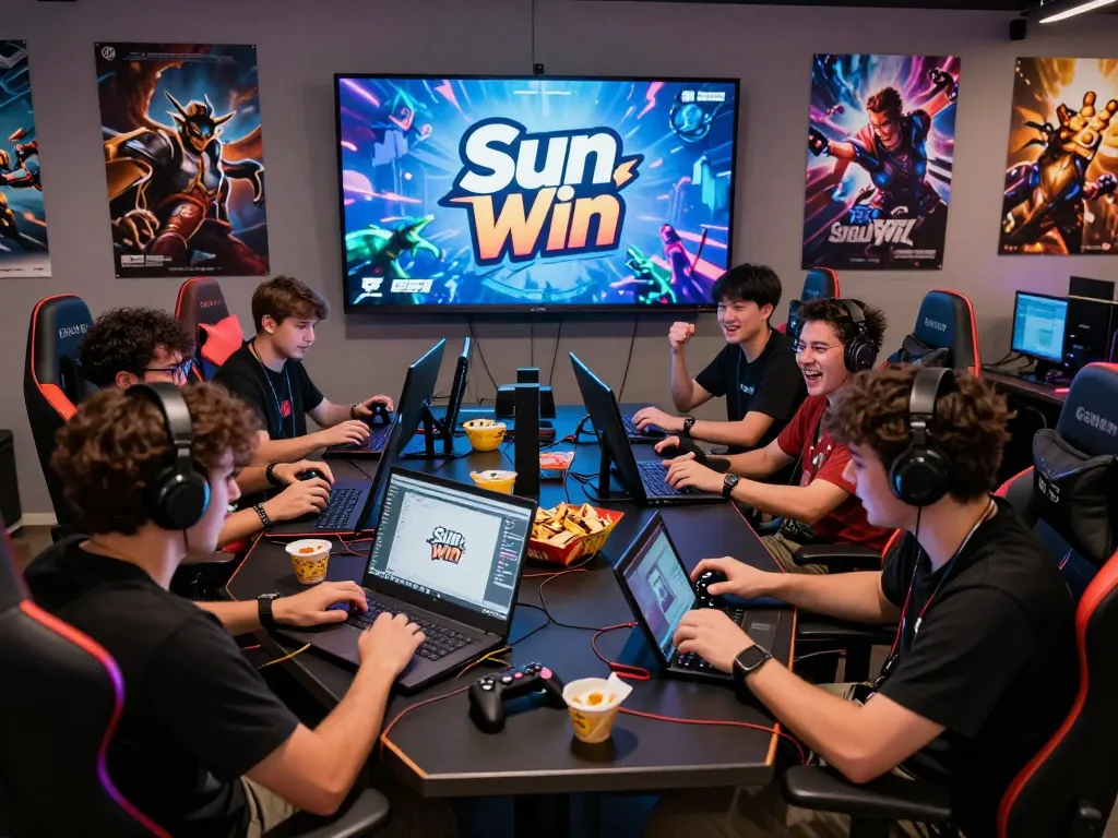 Exciting group of gamers enjoying the "Sun Win" experience in a dynamic gaming environment.