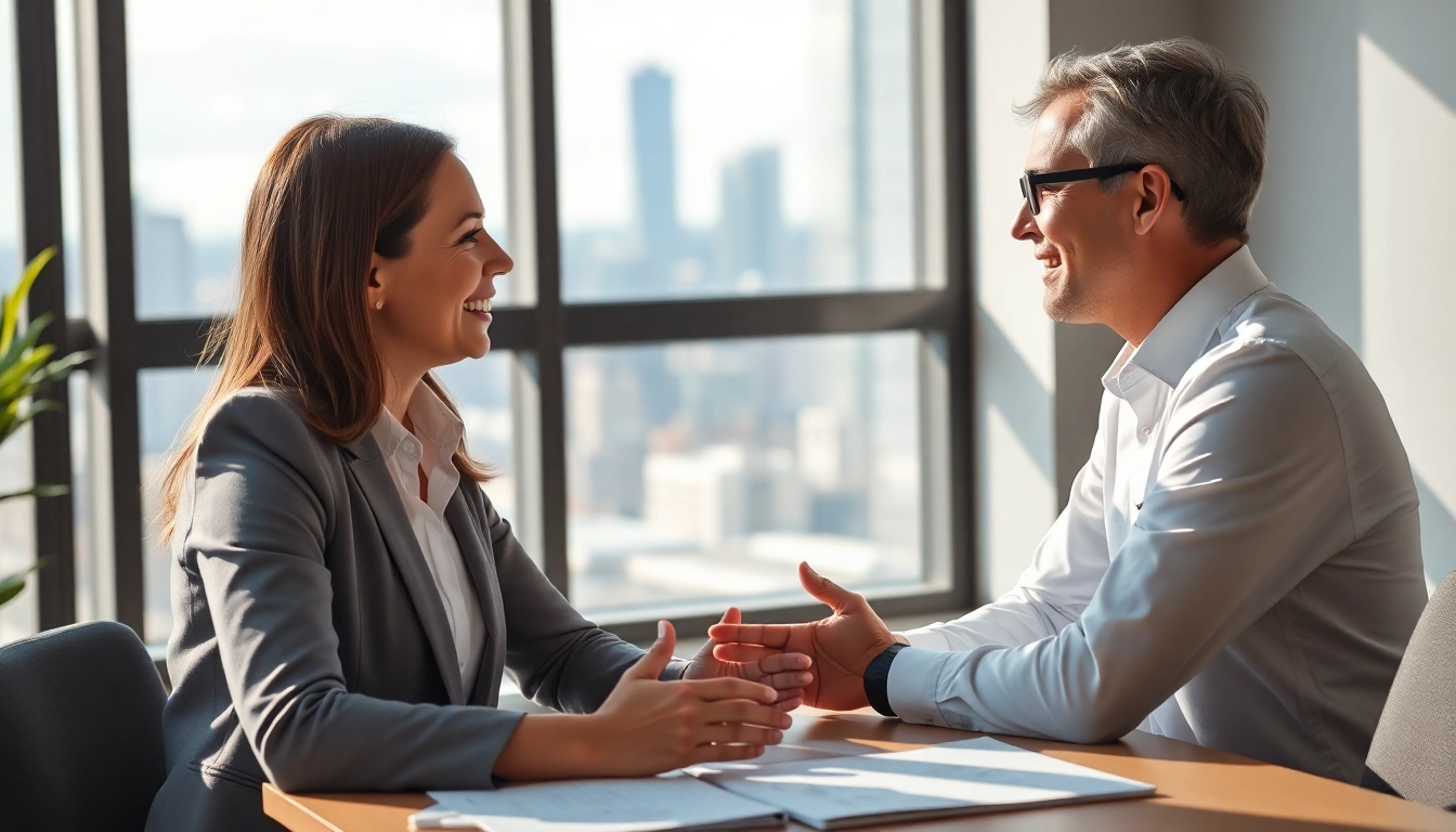 Engaging scene of career coaching in a modern office, emphasizing personalized guidance for clients.