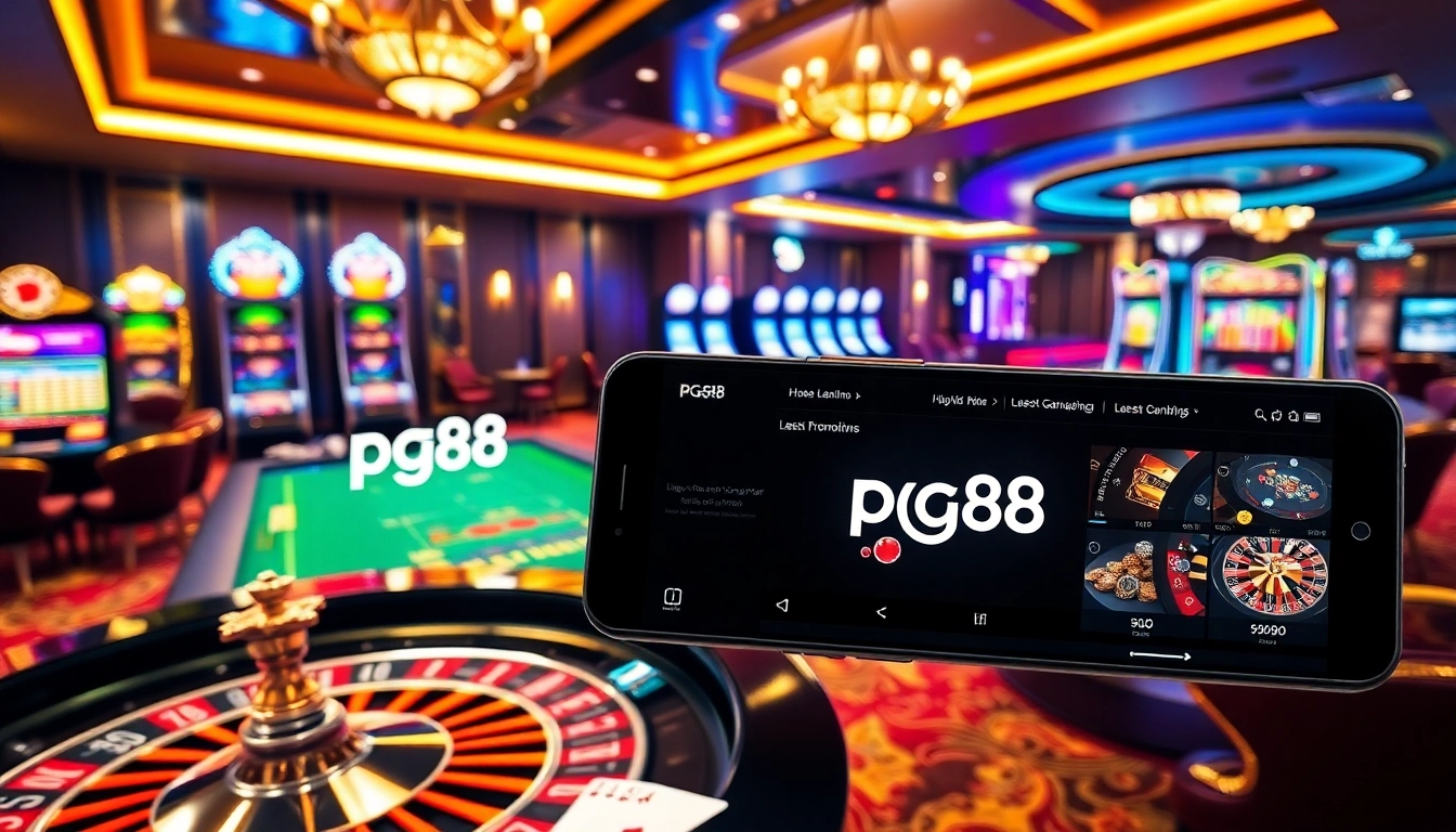 Experience the excitement of pg88 in a luxurious casino atmosphere filled with roulette tables, slot machines, and high-stakes games.