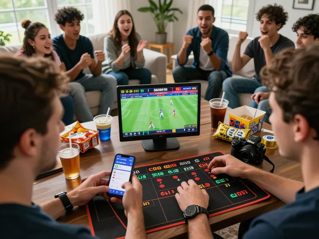 Pengguna SBOBET88 secara aktif memasang taruhan olahraga selama pertandingan, menampilkan semangat dan strategi dalam suasana sosial yang hidup.