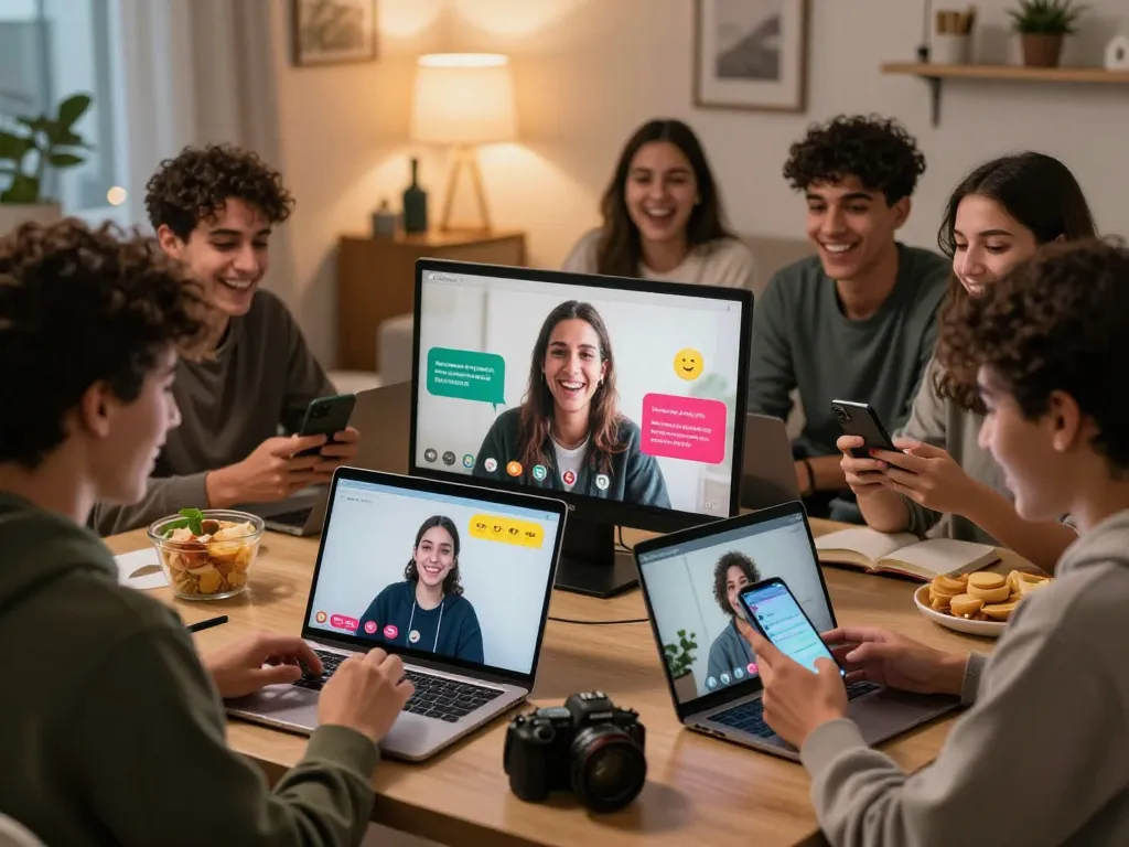 شات فلسطين online chat environment with friends sharing stories and laughter.