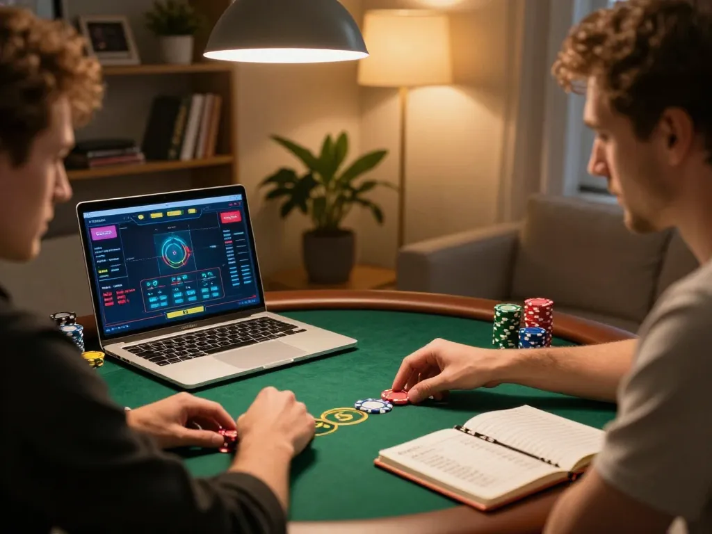 Experience the thrill of online poker at home with Oxbet as players strategize their bets.
