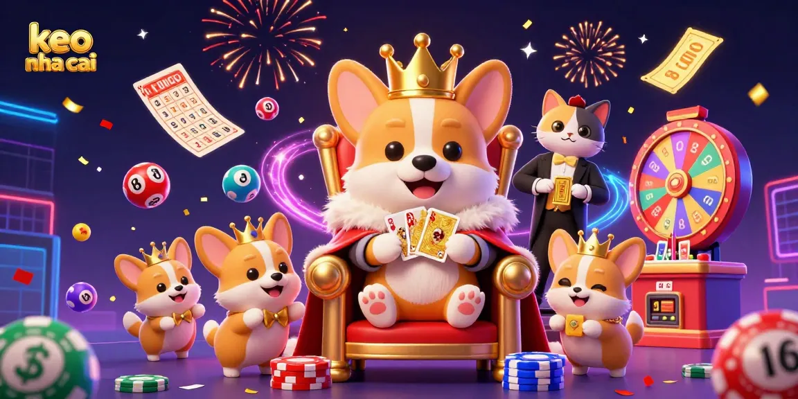Betting with keo nha cai brings exciting casino elements, featuring dynamic characters and vibrant illustrations.